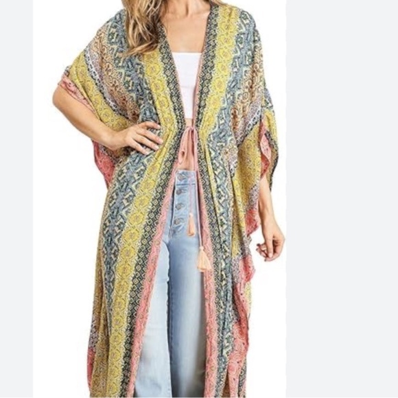 Lovestitch | Take Me To Coachella Floral Multicolor Maxi Kimono - Picture 2 of 14